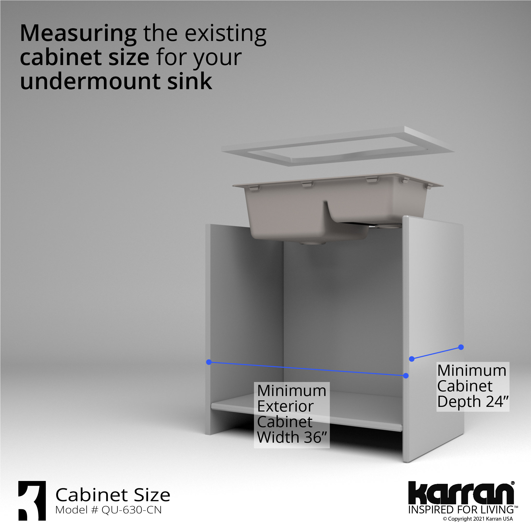 Karran Undermount Quartz 32" 60/40 Double Bowl Kitchen Sink, Concrete