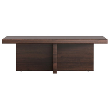 Modern Rectangle Wood Coffee Table Cocktail Table, Walnut