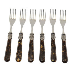 Arvind Group - Napoleon 6-Piece Salad Fork Set, Tortoise - Forks