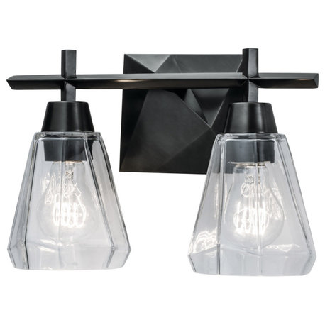 Arctic 2 Light Bathroom Vanity Light in Acid Dipped Black