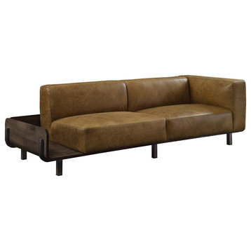 Sofa, Chestnut Top Grain Leather and Rustic Oak