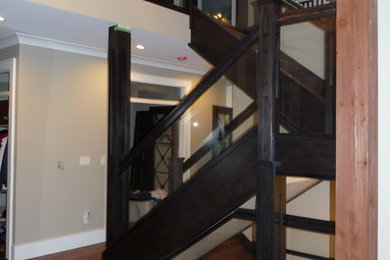 Wood Railings with Glass Panels Staircase