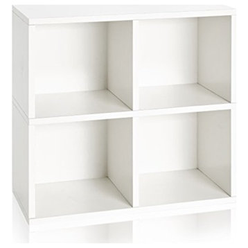 Way Basics zBoard Eco Friendly 4 Cubby Bookcase, White