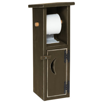 Farmhouse Pine Outhouse Toilet Paper Holder, Olive Green
