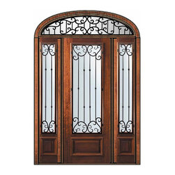 Prehung Sidelites-Transom Door 96 Mahogany Valencia 3/4 Lite - Front Doors