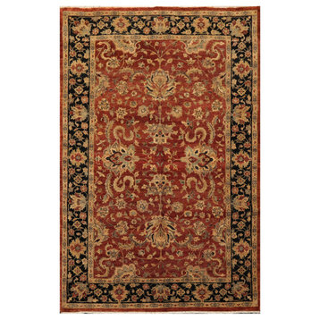 6'1''x9'5'' Hand Knotted New Zealand Wool Agra Kalaty Area Rug Brown, Beige