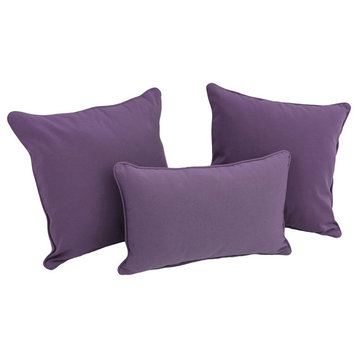 Solid Twill Throw Pillows With Inserts, 3-Piece Set, Grape