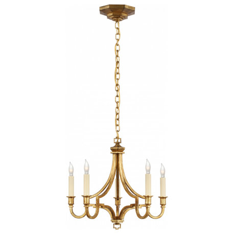 Mykonos Small Chandelier, 5-Light, Gilded Iron, 15.5"W (CHC 5560GI CX14F)