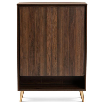 Baxton Studio Landen Brown and Gold  Wood 2-Door Entryway Shoe storage Cabinet