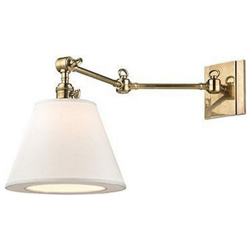 One Light Swing Arm Wall Sconce-Aged Brass Finish - Wall Sconces