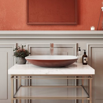 Aquatica Coletta-A Oxide Red-Wht Stone Bathroom Vessel Sink