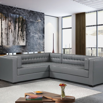 Chic Home Lorenzo Left Facing Sectional Sofa, Gray PU Leather