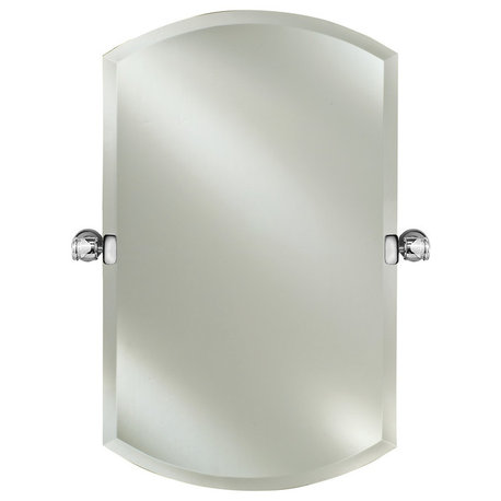 Double Arch Frameless Bevel Mirror w/ Tilt Brackets, Polished Chrome, 20"x32"