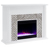 Bowery Hill Tiled Marble Color Changing Electric Fireplace in White