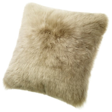 Longwool Sheepskin 20" Cushion, Taupe