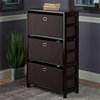 Winsome Torino 3 Shelf Solid Wood Basket Bookcase in Espresso and Chocolate