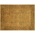 Bareens Designer Rugs - Design Peshawar Dean Gold/Green Area Rug, 11'10"x16'9" - A Persian influenced Turkish hand knotted rug made by skilled artisans capable of creating the most exceptional vegetable dyes and hand-spun New Zealand wool. This gorgeous one of a kind Peshawar Kafkaz handmade rugs is also known as a Chobi Rug. This gorgeous rug is extremely versatile and is famous for its soft pleasing color palette and informal design that works in a myriad of interiors. It has been expertly hand-tied, finished, sun-dried, and can contain up to 1.5 million knots. It takes 4 skilled artisans to hand knot this rug nine to twelve months to complete this piece of art. The invigorating colors and patterns in this rug will give your home an elegant and fresh appearance. While drawing upon the coloring and patterns of antique rugs, contemporary Peshawar pieces incorporate modern design motifs and feature vibrant color tones.Give your room a luxurious look and feel with this beautiful rug with gorgeous color pallete. The intricate design allows this oriental rug to creates a royal ambience in any decor. Hand knotted construction and natural fibers gives this rug soft feel under your feet.