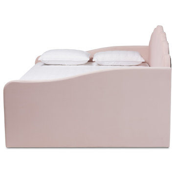 Rankin Modern Light Pink Velvet Daybed, Twin Size
