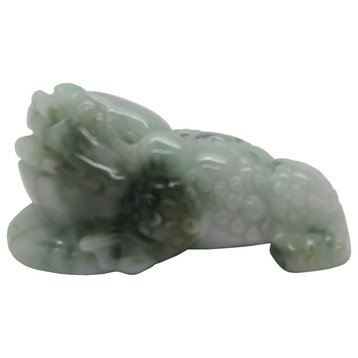 Hand Carved Chinese Natural Jade Pixiu On Money Pendant Fengshui Figure