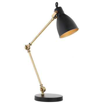 Barnes 24" LED Metal Task Lamp, Black and Brass Gold