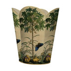 Brown Butterfly Botanical Wastepaper Basket, No Tissue Box Cover