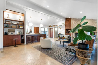 Mid-century modern living room photo in Austin