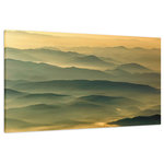 Pi Photography Wall Art and Fine Art - Foggy Mountain Layers at Sunset Landscape Photo Canvas Prints, 12" X 16" - Foggy Mountain Layers at Sunset - Rural / Country Style / Rustic / Landscape / Nature Photograph Canvas Wall Art Print - Artwork - Wall Decor