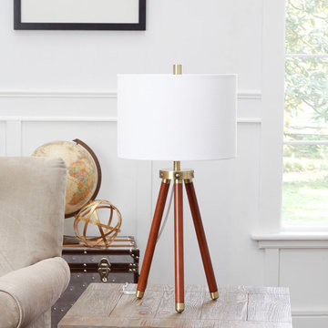 Beaufort Brass Accented Tripod Table Lamp, Brown