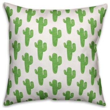 Green Watercolor Cactus Print 16x16 Spun Poly Pillow