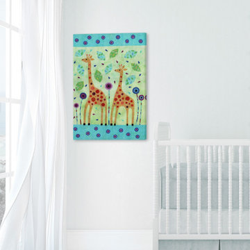 "Giraffe Pair" Painting Print on Wrapped Canvas