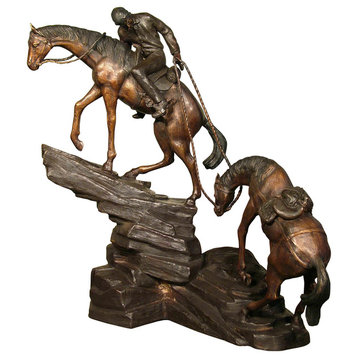 Remington Design, "Mountain Trail" Bronze Sculpture With Marble Base