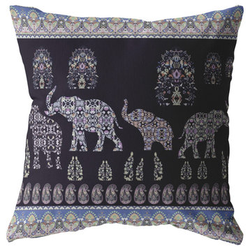 Paisley Elephant Suede Blown and Closed Pillow Dark Purple