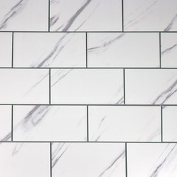 Abolos - Carrara 3x6 Marble Look Glass Subway Kitchen & Bathroom Tile - Mosaic Tile