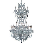 Elegant Lighting - Elegant Lighting 2801D30SC-GT/RC Maria Theresa - Nineteen Light Chandelier - A heavenly high point to your home, Maria Theresa collection pendant lamps are ablaze with hundreds of resplendent crystals. Copious strands of sparkling clear or golden-teak crystals dangle from elaborate tiers of glass-coated steel arms in your choice of a wide selection of finish colors. An imperial favorite for the stairwell, dining room, or living room.  Tiers of glass-coated steel arms in a chrome finish Hundreds of clear royal-cut crystal strands arch and dangle  Lamp features a diameter of 30 inches, a height of 28 inches, and requires 19 candelabra bulbs.  Dining Room/Living Room/Bedroom/Bathroom/Entry Way 2 Years Clear Mounting Direction: Up Assembly Required: Yes Canopy Included: Yes Shade Included: Yes Dimable: YesMaria Theresa Nineteen Light Chandelier Chrome *UL Approved: YES *Energy Star Qualified: n/a *ADA Certified: n/a *Number of Lights: Lamp: 25-*Wattage:40w E12 bulb(s) *Bulb Included:No *Bulb Type:E12 *Finish Type:Chrome