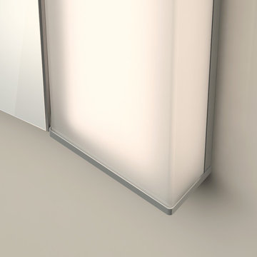 GlassCrafters' Frameless Mirrored Medicine Cabinet with Vertical LED Task Lights