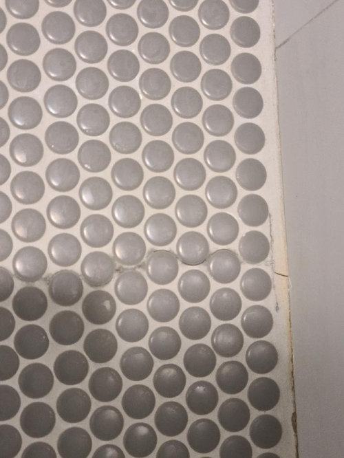 Penny tile shower floor grout is cracking. Normal?