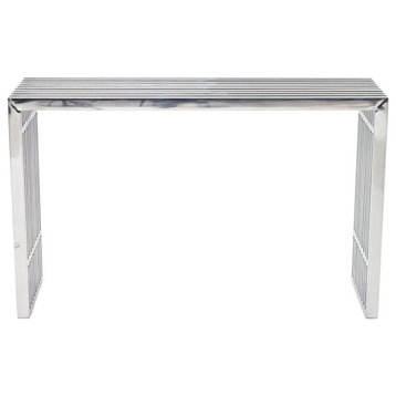 Catania Modern / Contemporary Metal Console Table in Silver Finish