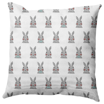 Bunny Fluffle Easter Indoor/Outdoor Throw Pillow, Wave Top Blue, 18x18"