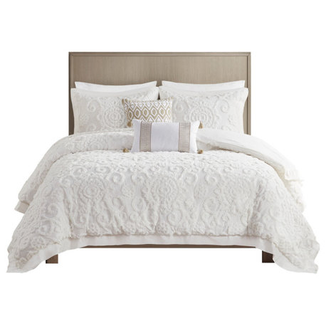 Harbor House Suzanna Tufted Medallions Comforter Set, Ivory, King/Cal King