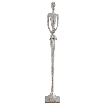 Skinny Female Sculpture, Silver Leaf