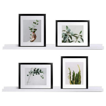 Vista Photo Ledge Picture Display Wall Shelf Gallery, Set of 2, White, 36''