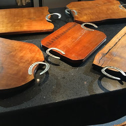 Equestrian-themed Serving Trays. Reclaimed Walnut & Cherry - Serving Trays
