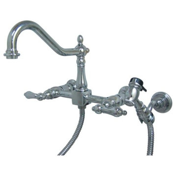 8" Center Wall Mount Kitchen Faucet With Wall Mounted Side Sprayer KS1241ALBS