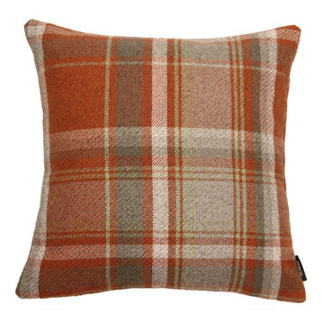McAlister Textiles Heritage Tartan Cushion Cover, Terracotta Orange, 43cm