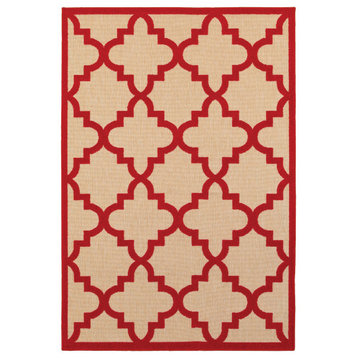 Oriental Weavers Cayman Sand/ Red Geometric Indoor/Outdoor Rug 1'10"X3'3"