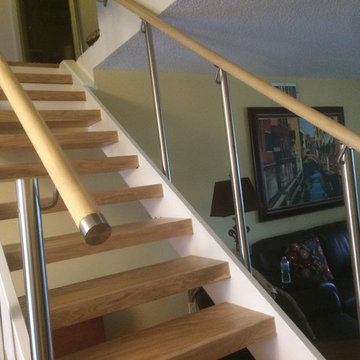 ReFace Red Oak Staircase w/Stainless Steel Rails