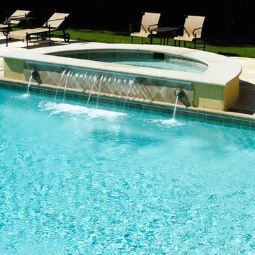 Highland Park, IL Mediterranean Swimming Pool and Raised Spa