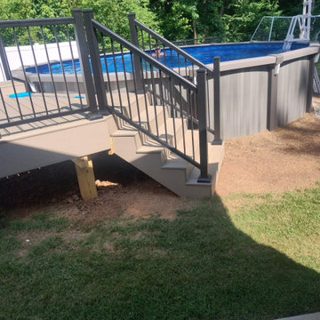 TimberTech Pool Deck in Weathered Oak with Impression Rail Express