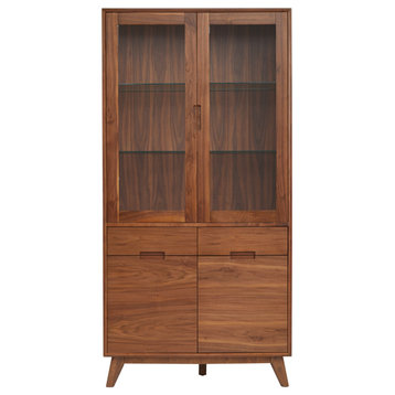 Walnut Display Cabinet With Glass/Wood Doors 37x75