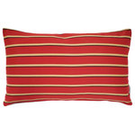 Pillow Decor - Sunbrella Harwood Crimson Outdoor Pillow 12x20 - Elevate your outdoor decor with this 12x19 rectangular throw pillow made from Sunbrella Harwood Crimson fabric. The bold stripe pattern in shades of red, tan, and black adds a classic touch to your patio or deck. Resistant to stains, pilling, and abrasion, this durable pillow will last season after season. Coordinates perfectly with our Jockey Red outdoor pillows. These high-quality outdoor pillows will enhance any outdoor living space!FEATURES: